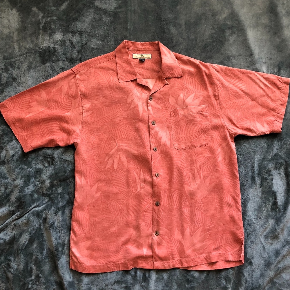 Tommy Bahama Red Short Sleeve Leaf Print Shirt